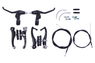 Гальмівний комплект велосипедний V-brake , гальма передній і задній v-brake чорні , алюміній BS-64 фото