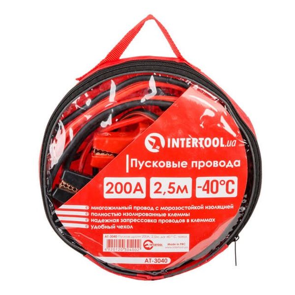 Пускові дроти 200 А, 2.5 м, до -40 ° C, чохол INTERTOOL AT-3040 AT-3040 фото