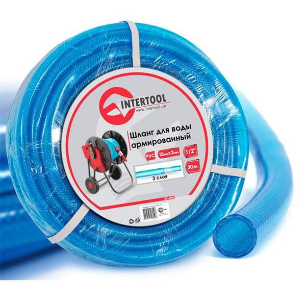 Шланг для води 3-х шаровий, 1/2", 30 м, армований, PVC INTERTOOL GE-4055 GE-4055 фото