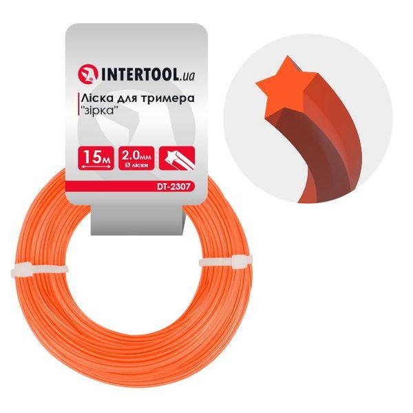 Лiска для тримера "зірка", 2.0 мм x 15 м INTERTOOL DT-2307 DT-2307 фото