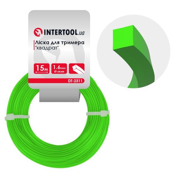 Лiска для тримера "квадрат", 1.6 мм x 15 м INTERTOOL DT-2311 DT-2311 фото