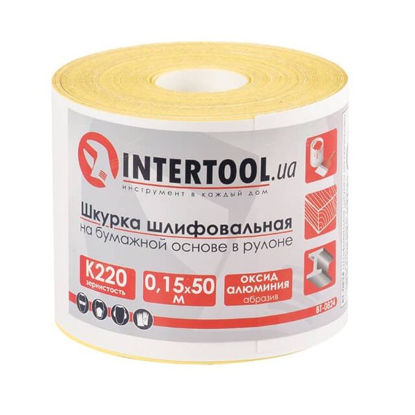 Шлифовальная шкурка на бумажной основе К220, 115 мм * 50 м INTERTOOL BT-0824 BT-0824 фото